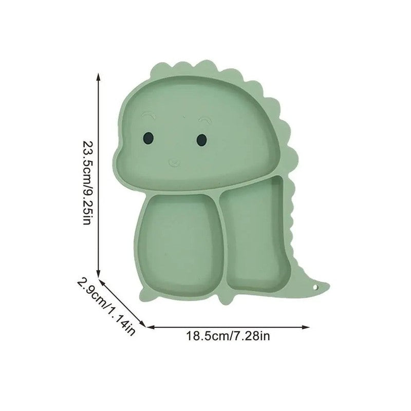 Dinosaur Shaped Divided Plate Set with Bib Cup and Cutlery