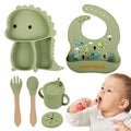 Dinosaur Shaped Divided Plate Set with Bib Cup and Cutlery
