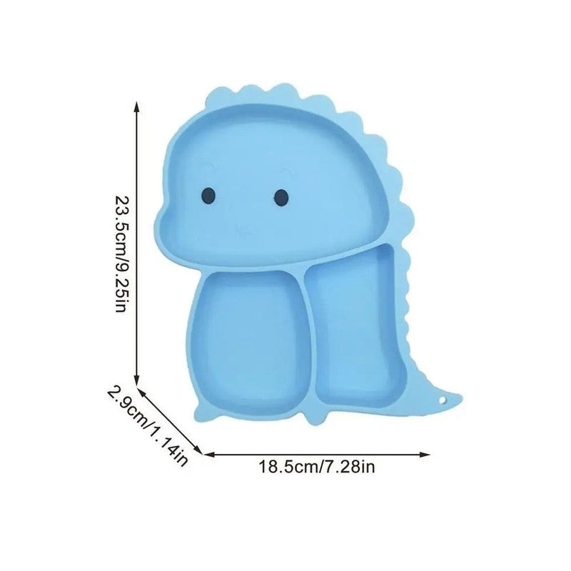 Dinosaur Shaped Divided Plate Set with Bib Cup and Cutlery