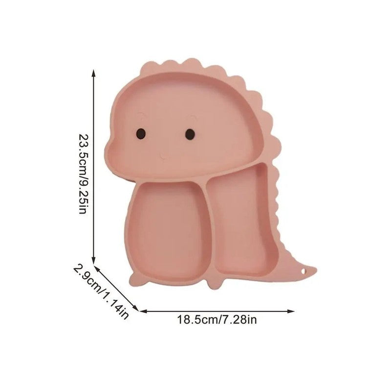 Dinosaur Shaped Divided Plate Set with Bib Cup and Cutlery