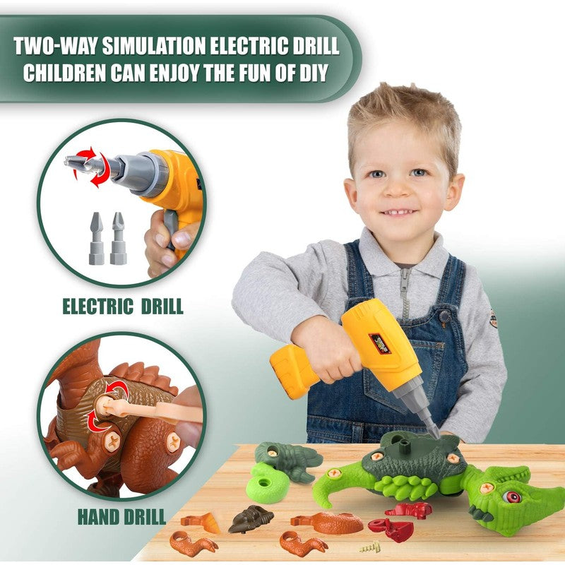 Dinosaur Toy Set - Buildable Tyrannosaurus Rex, Triceratops, Velociraptor