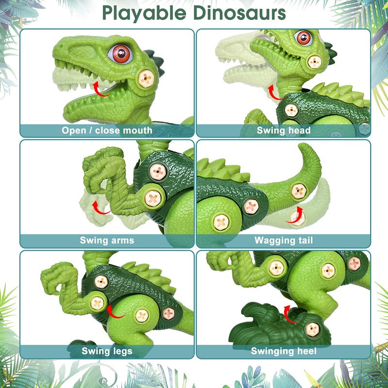 Dinosaur Toy Set - Buildable Tyrannosaurus Rex, Triceratops, Velociraptor