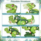Dinosaur Toy Set - Buildable Tyrannosaurus Rex, Triceratops, Velociraptor