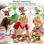 Dinosaur Toy Set - Buildable Tyrannosaurus Rex, Triceratops, Velociraptor