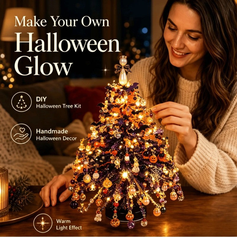 DIY Beaded Christmas Tree Kit with Battery-Powered LED Lights