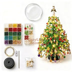 DIY Beaded Christmas Tree Kit with Battery-Powered LED Lights