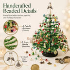 DIY Beaded Christmas Tree Kit with Battery-Powered LED Lights