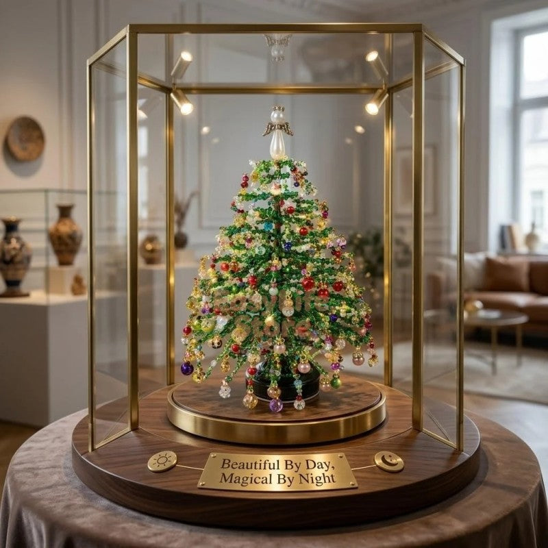 DIY Beaded Christmas Tree Kit with Battery-Powered LED Lights