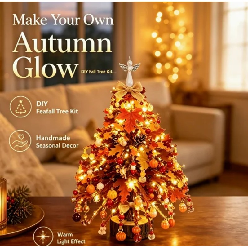 DIY Beaded Christmas Tree Kit with Battery-Powered LED Lights