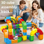 DIY Building Block Train Track Set - Magnetic Cube Rail Toy