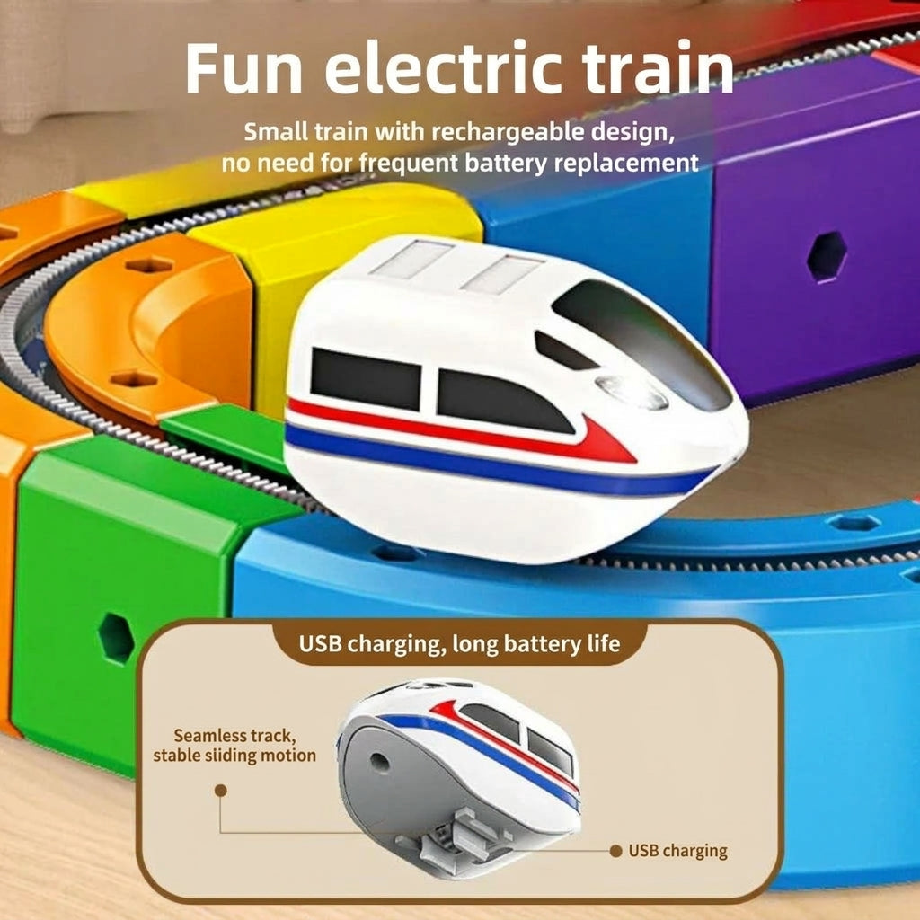 DIY-bouwblokkentreinbaanset - magnetisch kubusrailspeelgoed