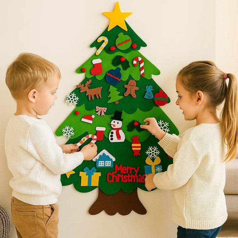 DIY Christmas Tree Wall Decoration with Removable Ornaments