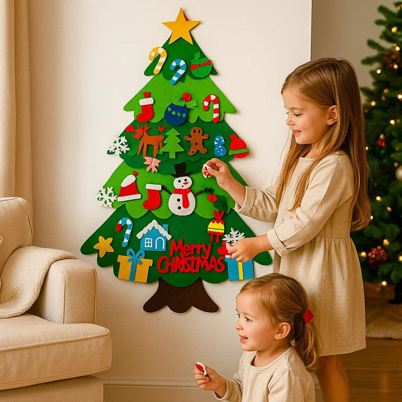 DIY Christmas Tree Wall Decoration with Removable Ornaments