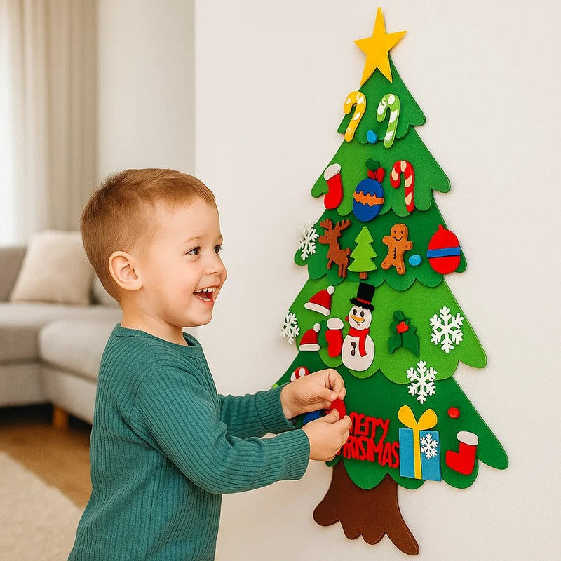 DIY Christmas Tree Wall Decoration with Removable Ornaments