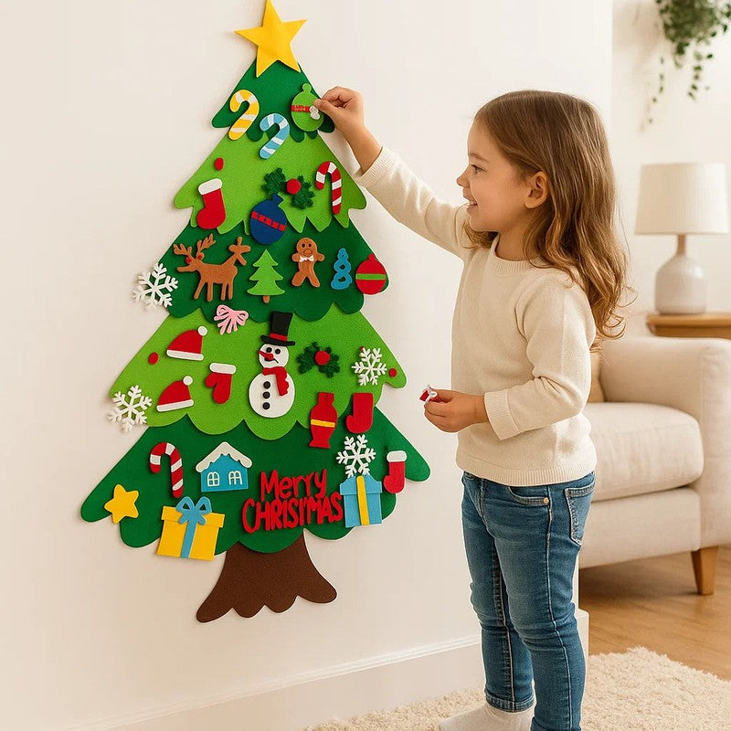 DIY Christmas Tree Wall Decoration with Removable Ornaments