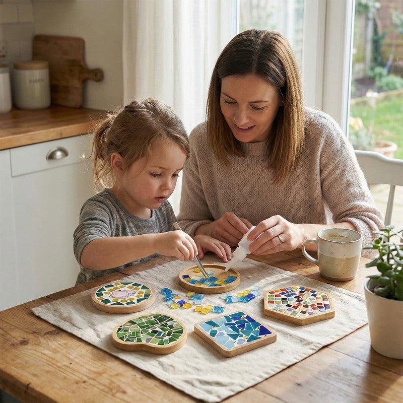 DIY Mosaic Coaster Craft Kit - Multi-Shape Multi-Colour