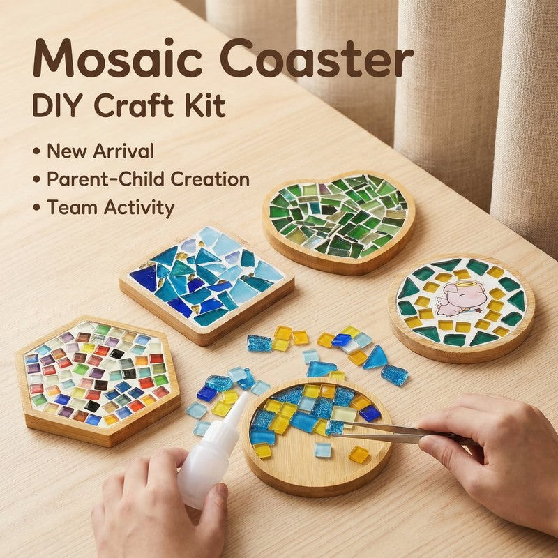 DIY Mosaic Coaster Craft Kit - Multi-Shape Multi-Colour