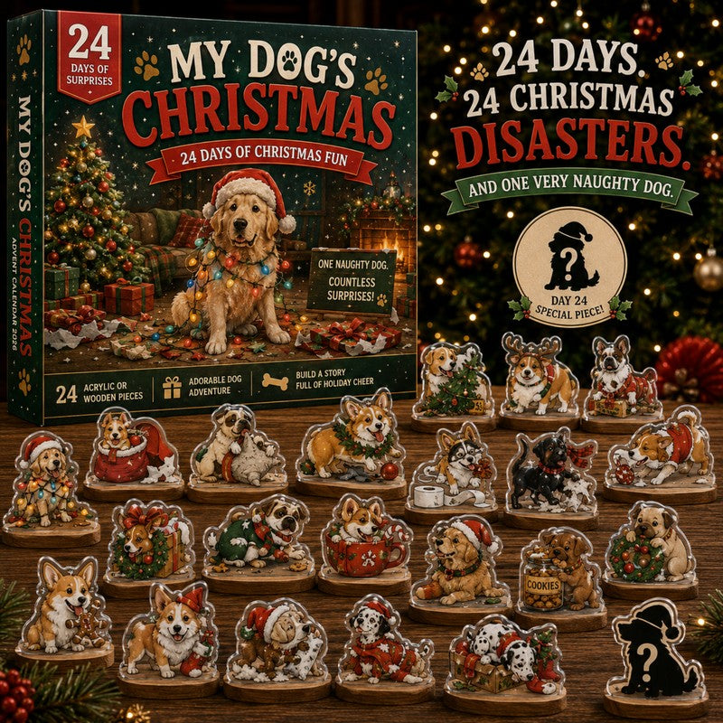 Dog-themed Christmas Advent Calendar with 24 Ornament Charms