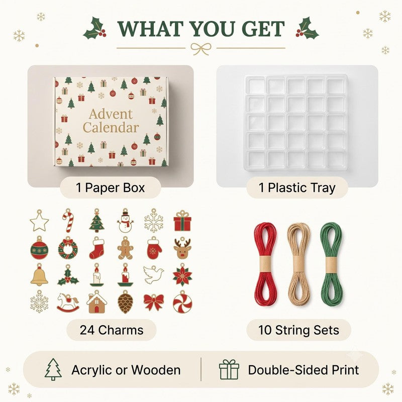 Dog-themed Christmas Advent Calendar with 24 Ornament Charms