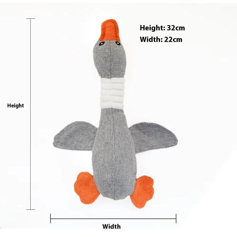 Dog Toy Goose/Duck Shape - Plush with Embroidered Eyes