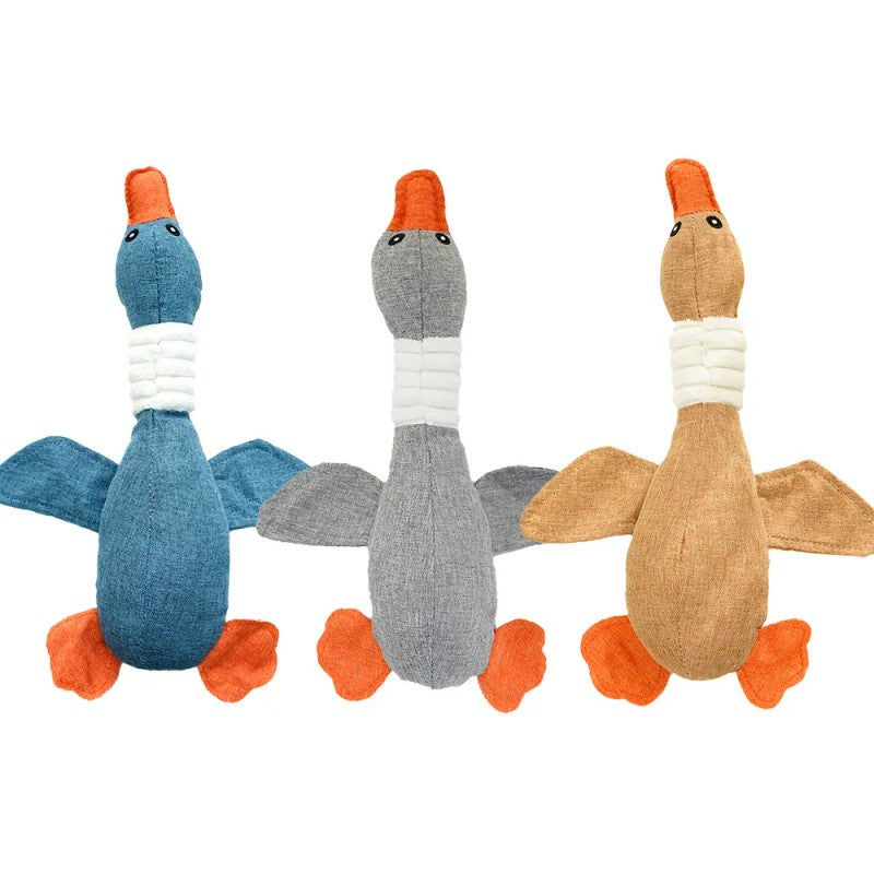 Dog Toy Goose/Duck Shape - Plush with Embroidered Eyes
