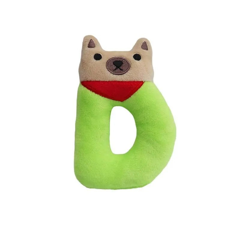 Dog Toy - Plush Squeaky Alphabet Letter with Animal Characters