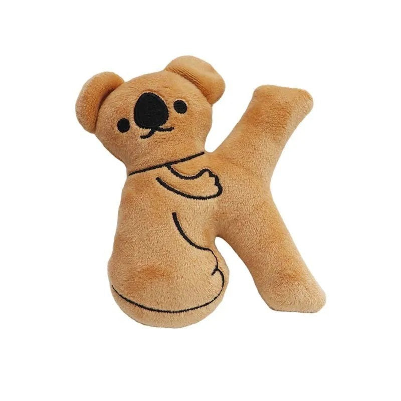 Dog Toy - Plush Squeaky Alphabet Letter with Animal Characters