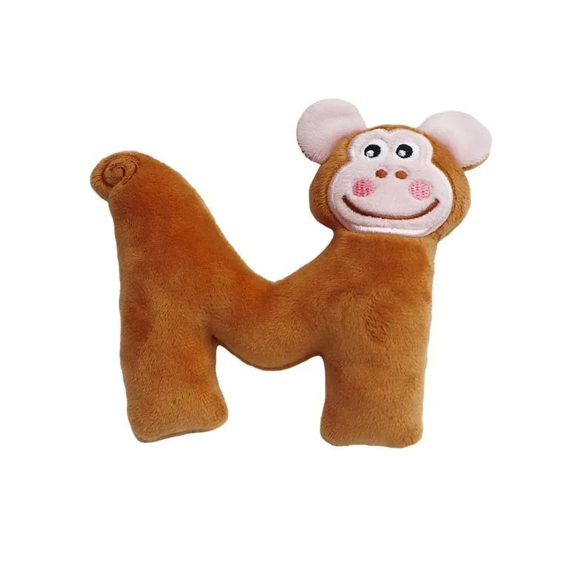 Dog Toy - Plush Squeaky Alphabet Letter with Animal Characters