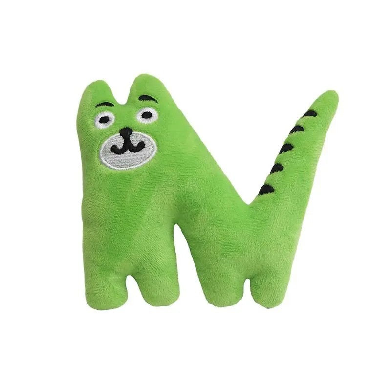 Dog Toy - Plush Squeaky Alphabet Letter with Animal Characters