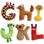 Dog Toy - Plush Squeaky Alphabet Letter with Animal Characters