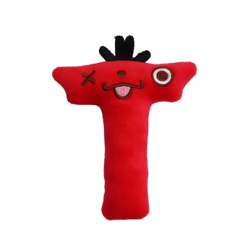 Dog Toy - Plush Squeaky Alphabet Letter with Animal Characters