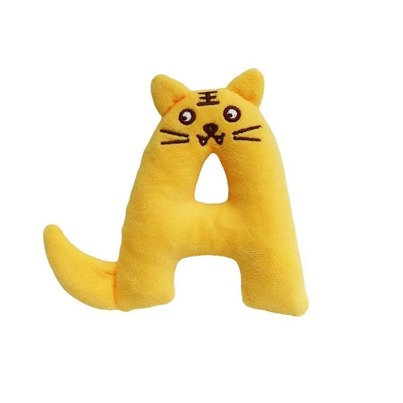 Dog Toy - Plush Squeaky Alphabet Letter with Animal Characters