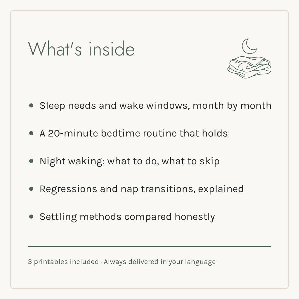 What's inside the Sleep, Settled e-book: five chapters and three printables