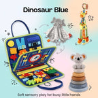Educational Toy Bundle - Montessori Busy Board with Sensory Stacking Tower