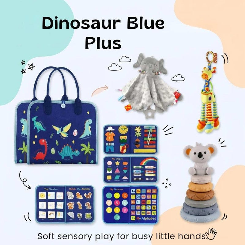 Educational Toy Bundle - Montessori Busy Board with Sensory Stacking Tower