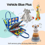 Educational Toy Bundle - Montessori Busy Board with Sensory Stacking Tower