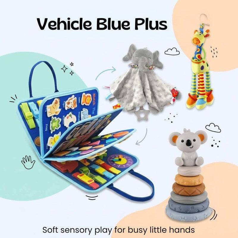 Educational Toy Bundle - Montessori Busy Board with Sensory Stacking Tower