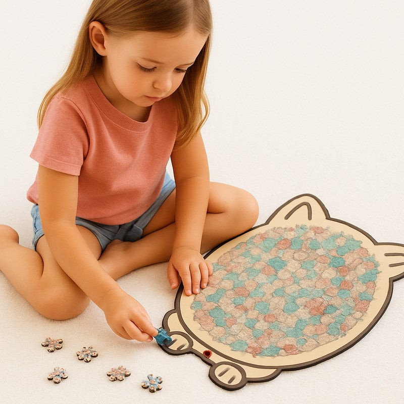 Educational Toy - Cat-Shaped Jigsaw Puzzle with Cartoon Cats