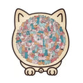 Educational Toy - Cat-Shaped Jigsaw Puzzle with Cartoon Cats