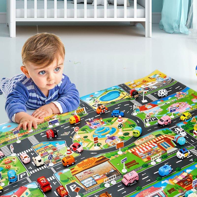 Educational Toy City Map Play Set with Roads and Toy Cars