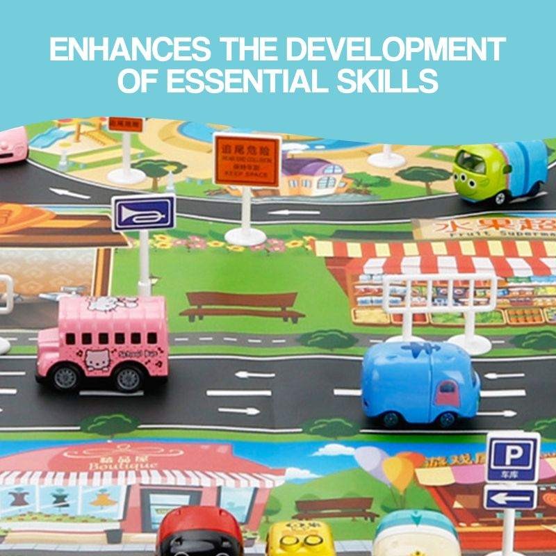 Educational Toy City Map Play Set with Roads and Toy Cars