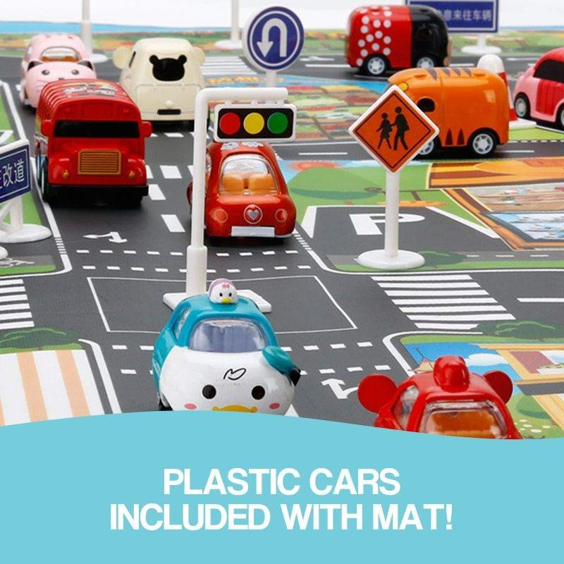 Educational Toy City Map Play Set with Roads and Toy Cars