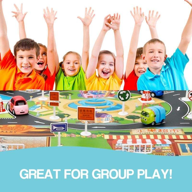 Educational Toy City Map Play Set with Roads and Toy Cars