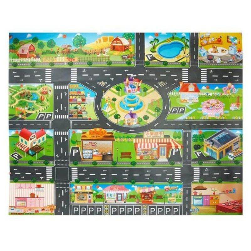 Educational Toy City Map Play Set with Roads and Toy Cars