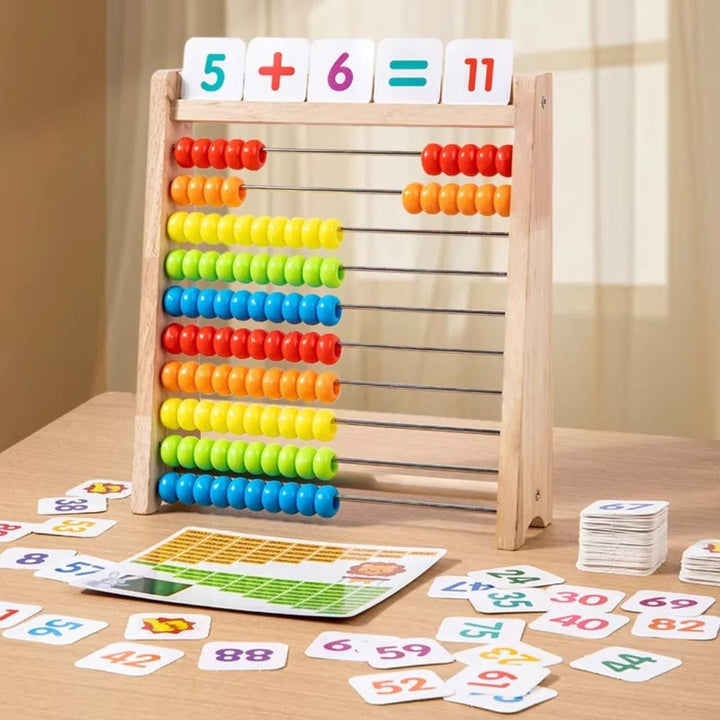 Educational Toy - Classic Wooden Abacus with Multi-Coloured Beads