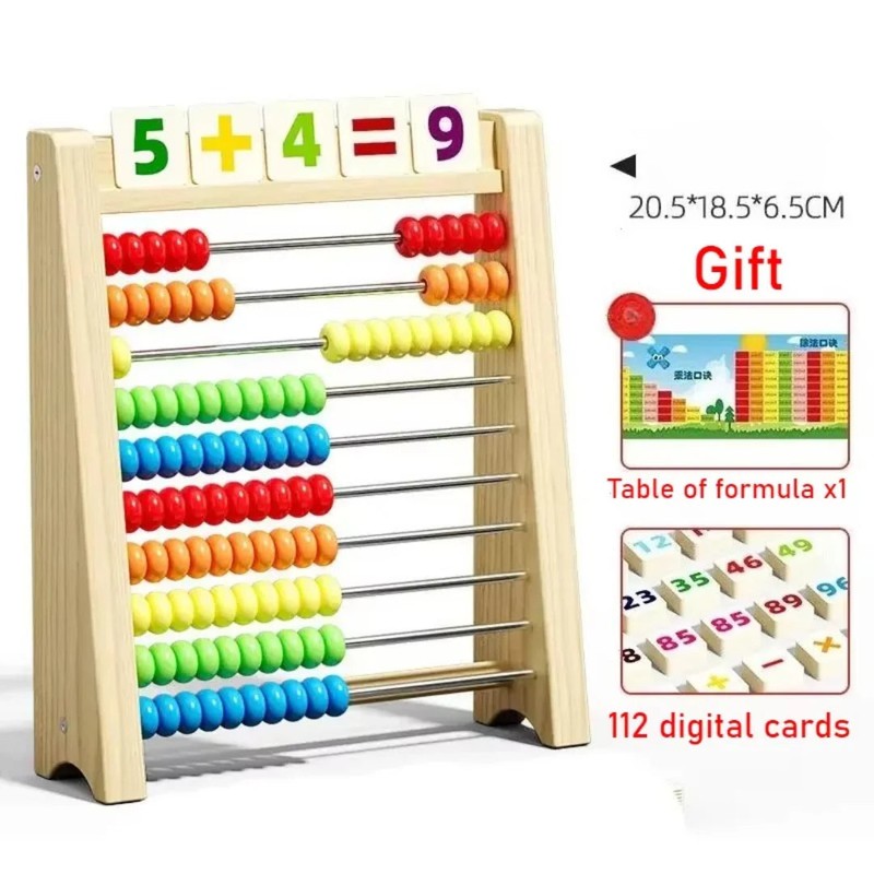 Educational Toy - Classic Wooden Abacus with Multi-Coloured Beads