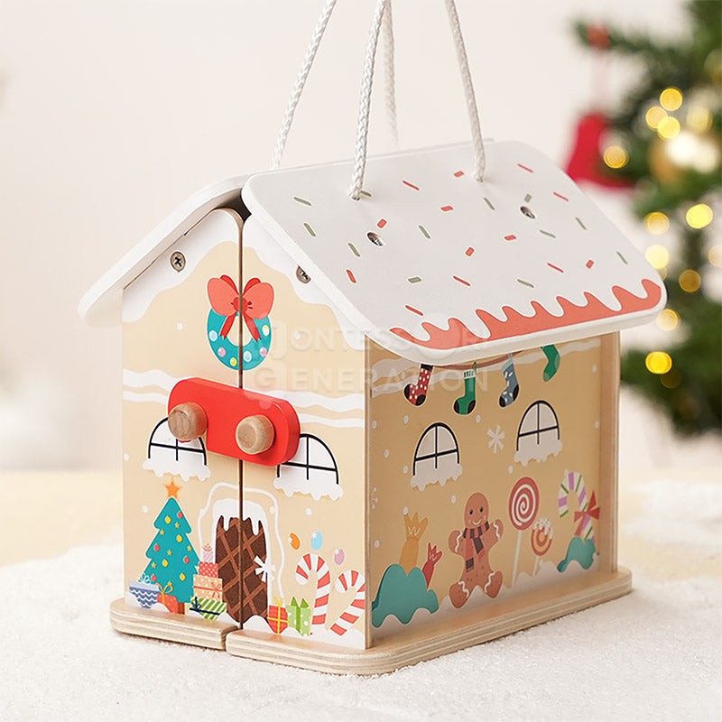 Educational Toy - Montessori Christmas Dollhouse Playset with Figurines