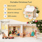 Educational Toy - Montessori Christmas Dollhouse Playset with Figurines