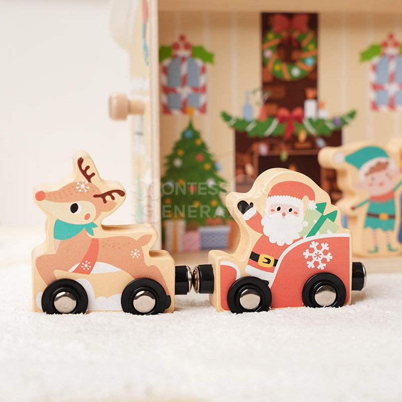 Educational Toy - Montessori Christmas Dollhouse Playset with Figurines