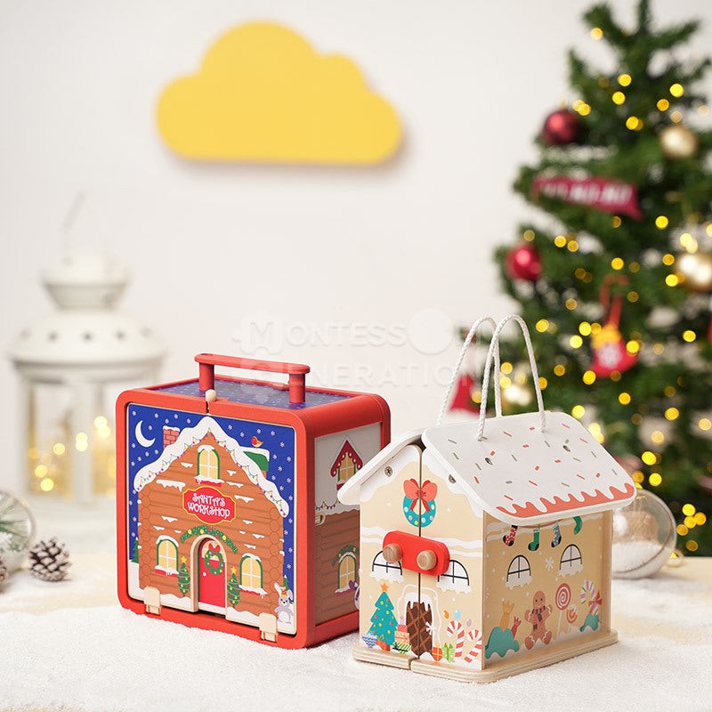 Educational Toy - Montessori Christmas Dollhouse Playset with Figurines